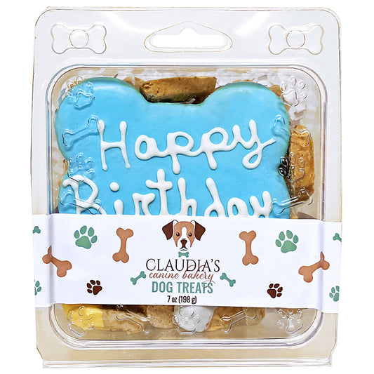 Claudia's Canine Bakery 7oz Blue Happy Birthday Clamshell
