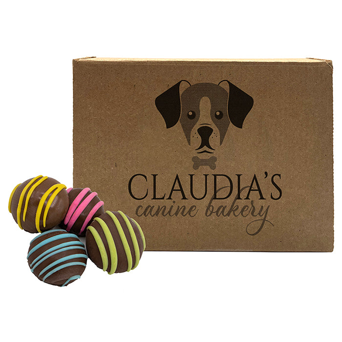 Claudia's Canine Bakery Truffles Dipped in Carob With Strips